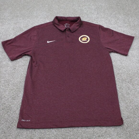 Nike Central Michigan Polo Shirt Men Small Red CMU Dri-Fit Short Sleeve Pullover - Picture 2 of 11